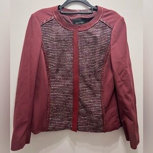 LAFAYETTE 148 Drina' Leather Trim Tweed Jacket Size 14